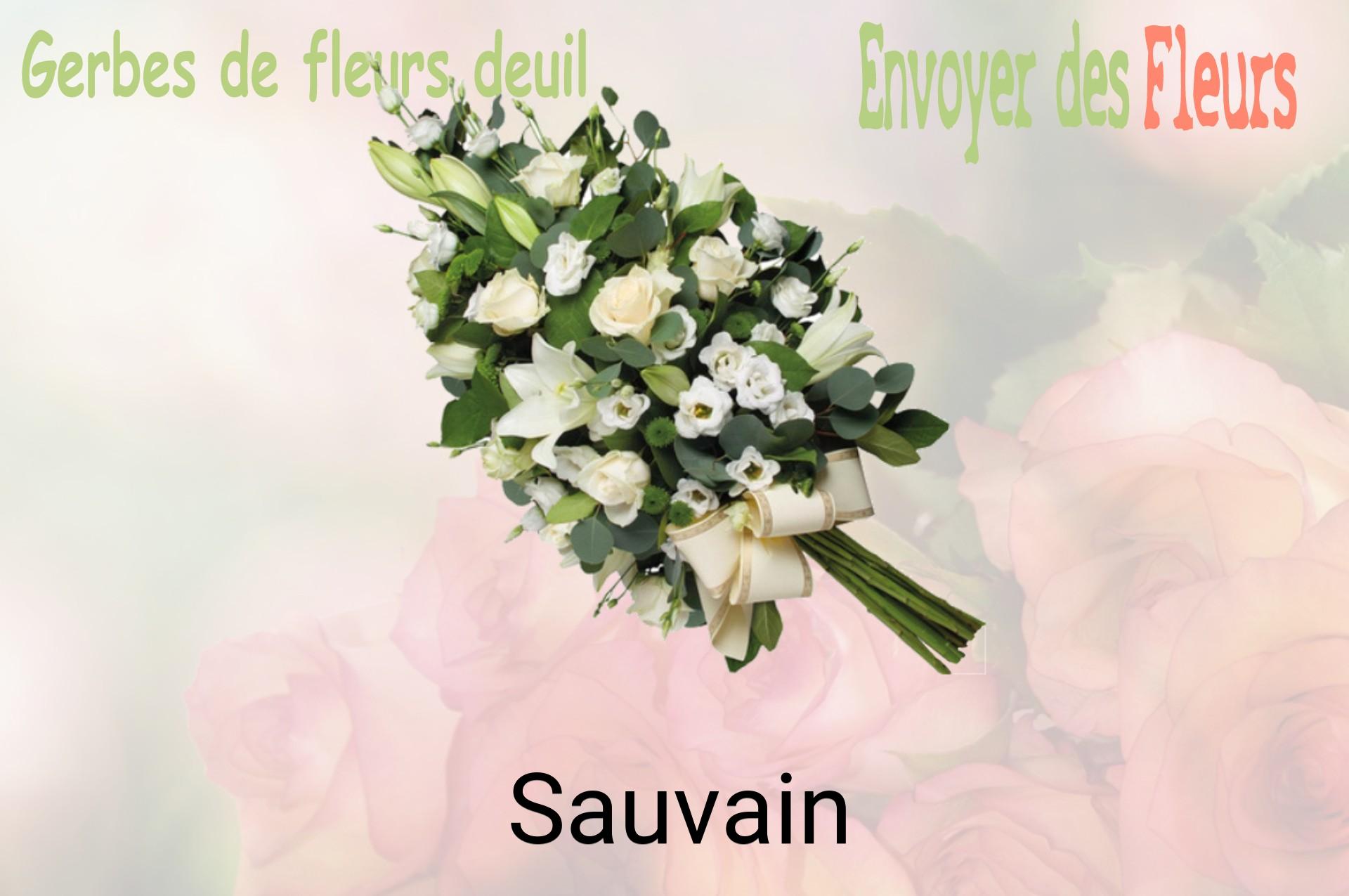 Gerbe de fleurs de deuil livrée à Sauvain